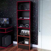 Estante Gamer NR 01 177x52cm Negro/ Rojo