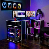 Escritorio Gamer en L 133x80cm NR 11 Movenda Negro/ Blanco