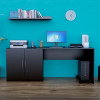 Escritorio con Repisa y Porta CPU Clara 188cm 2 Puertas Movenda Negro