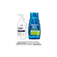 SHAMPOO SIN SAL KETOZINC 350ML+ SHAMPOO ANTICASPA A. SALICILICO 3%