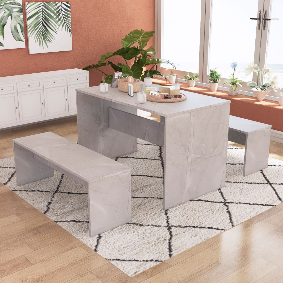 Juego de Comedor Medellin 4 personas Movenda Ibiza