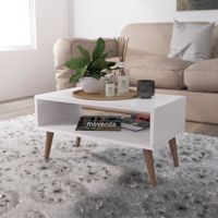 Mesa de Centro Hortensia patas de madera Movenda Blanco