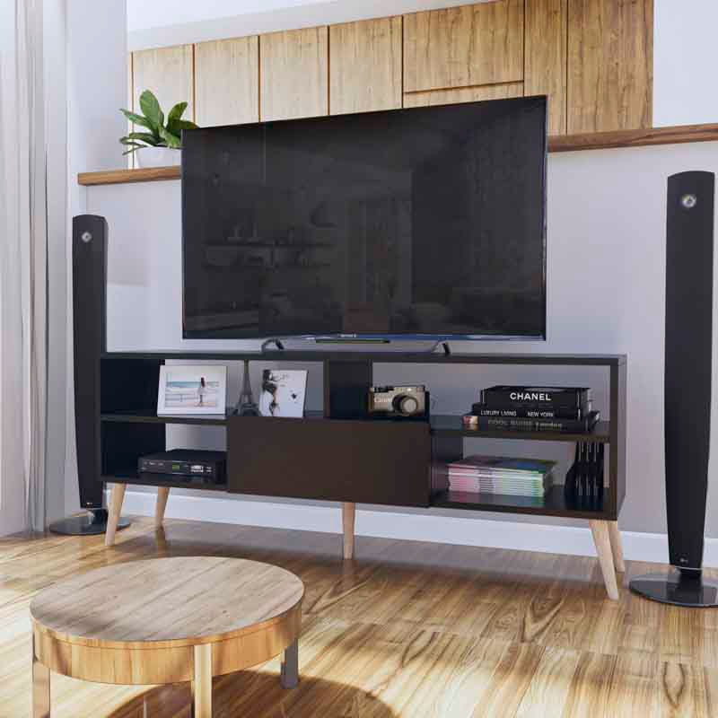 Mesa de TV Sao Leopoldo 65"" 1 Puerta Movenda Negro