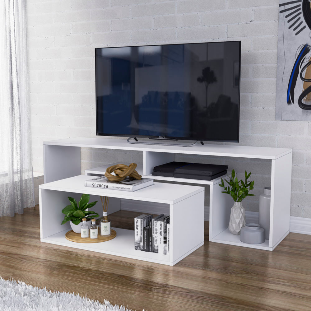 Mesa de TV Extensible Guaiba 65"" Movenda Blanco