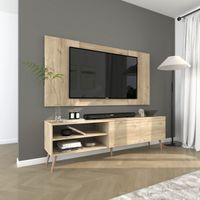 Centro de Entretenimiento 65"" Caxias Mesa de TV y Panel Movenda Duna con Patas de Madera