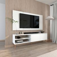 Centro de Entretenimiento 65"" Caxias Mesa de TV y Panel Movenda Blanco con Patas de Madera