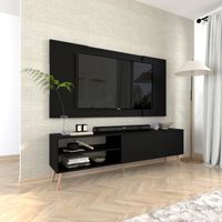 Centro de Entretenimiento 65"" Caxias Mesa de TV y Panel Movenda Negro con Patas de Madera