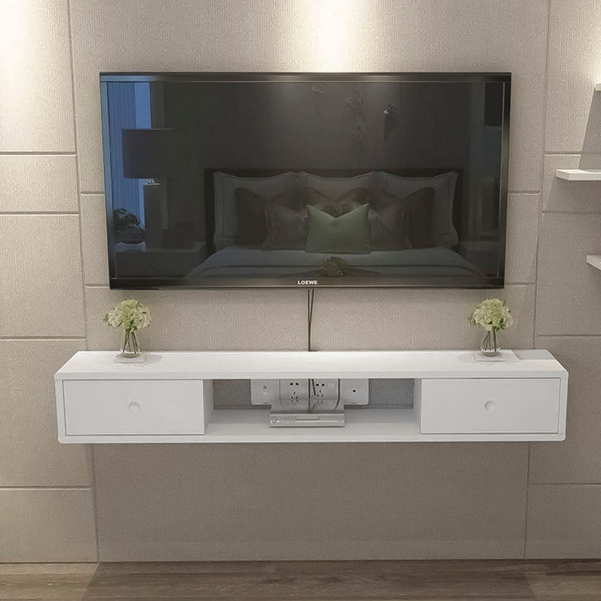 Mesa de TV Cambara 50"" Movenda Blanco Jalador Circular