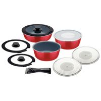 JUEGO DE OLLAS TRAMONTINA MULTIUSO X 10 PIEZAS ITRIA + JARRA TERMICA BEIGE EXATA
