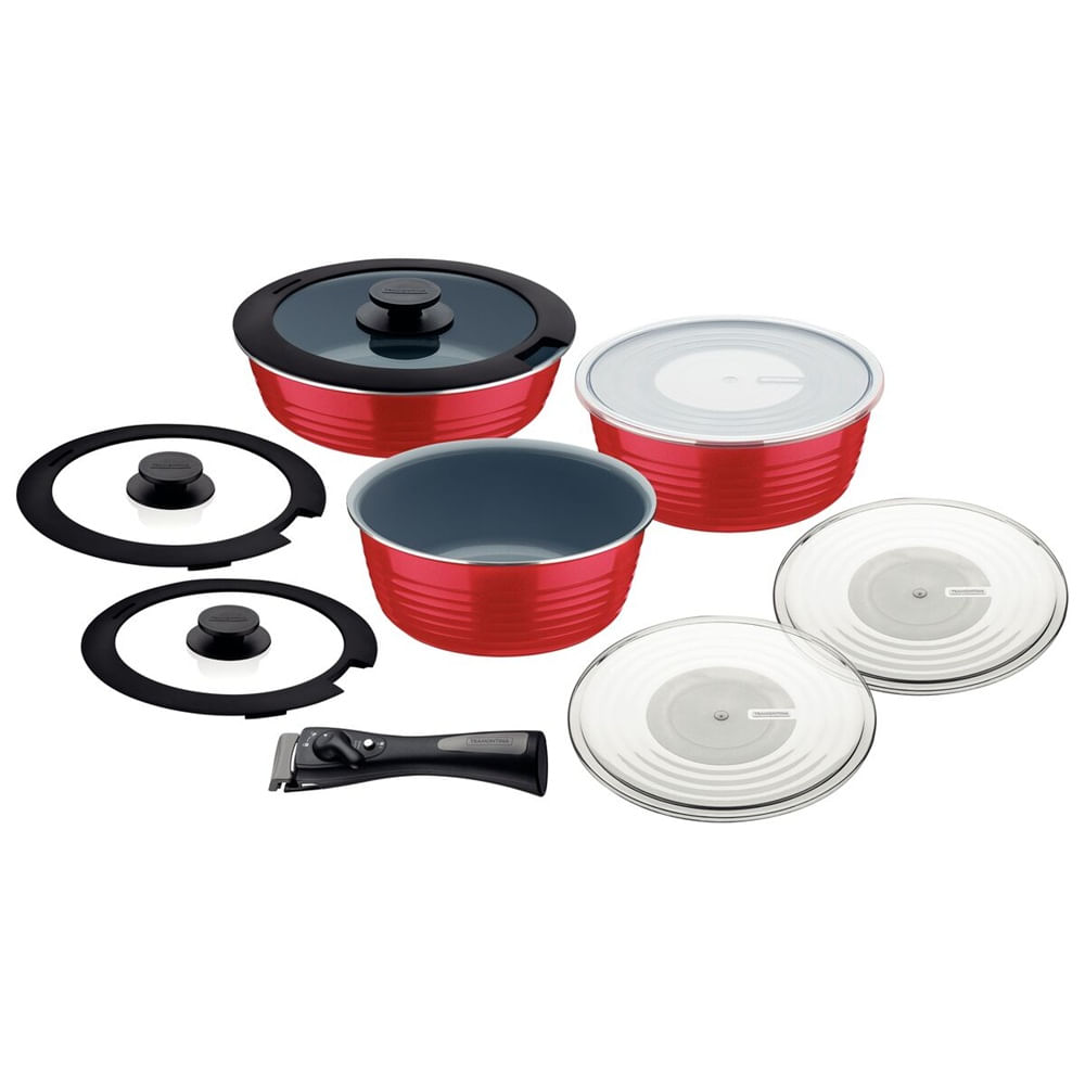 JUEGO DE OLLAS TRAMONTINA MULTIUSO X 10 PIEZAS ITRIA + JARRA TERMICA BEIGE EXATA