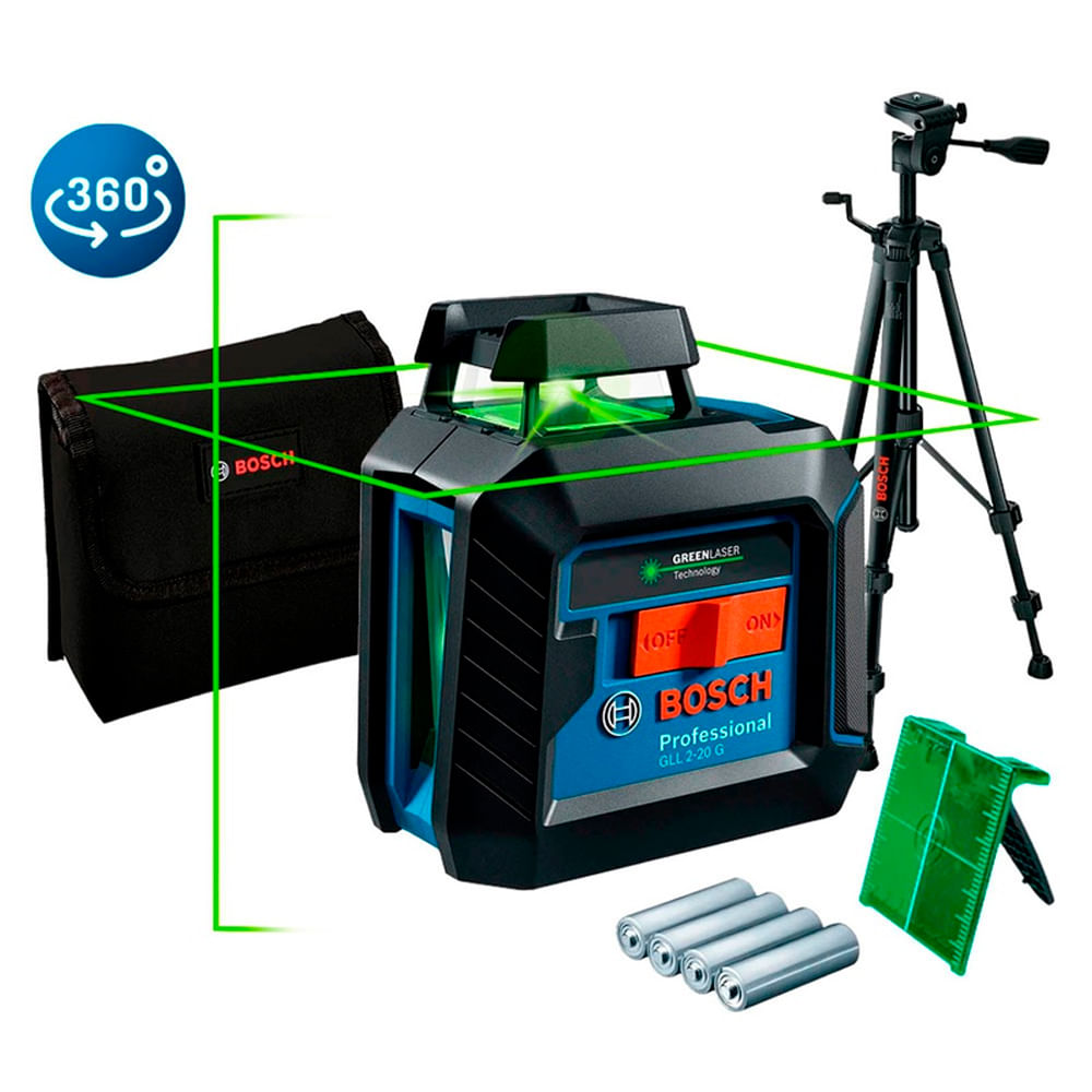 Nivel Láser Líneas Cruzadas Verde Bosch GLL 2-20 G 360 Grados