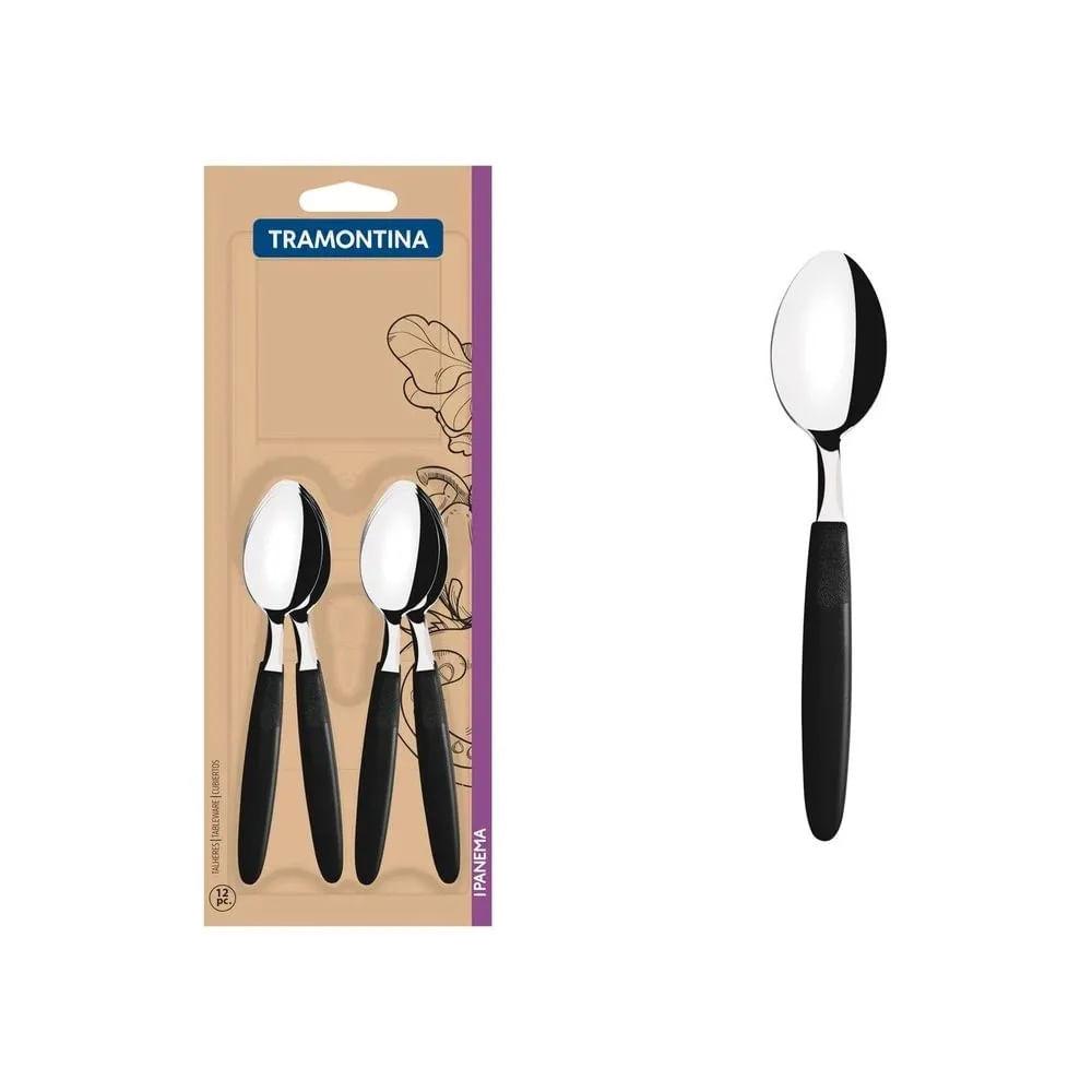 CUCHARA DE TÉ TRAMONTINA X 12 PIEZAS IPANEMA NEGRO