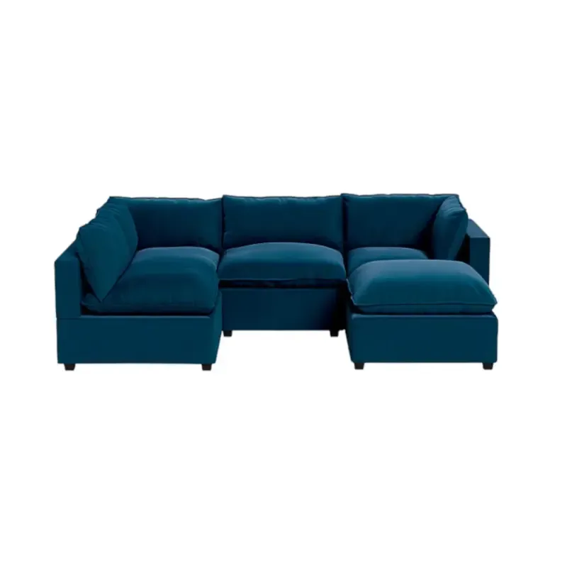 Seccional en L Rennes - Azul + Banqueta de regalo