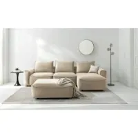 Seccional Derecho Esquinero Praga en Tela - Beige