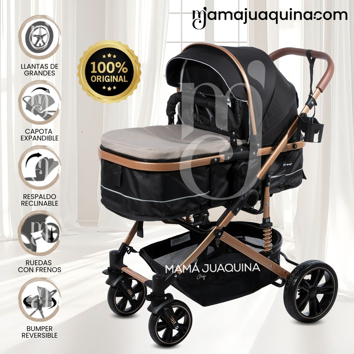 Coche Moisés de Lujo «INFINITIVE GOLD» Beige