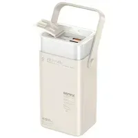 CARGADOR PORTÁTIL CON LUZ LED 40000mAh PD20W+QC22.5W MODELO RPP-596 Blanco