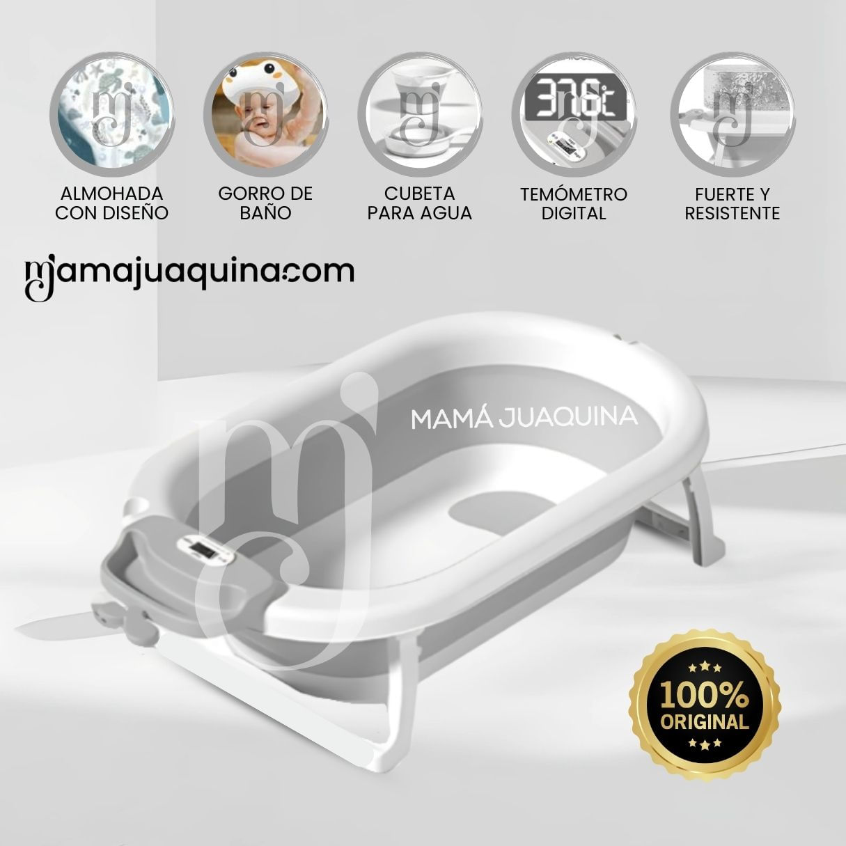 Bañera Plegable para Bebés «WALY MAUI» Gris