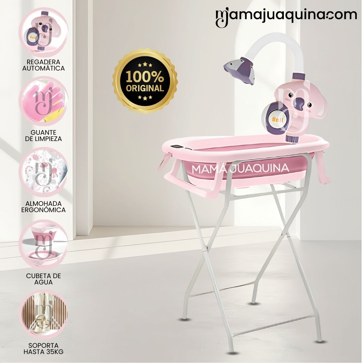 Bañera Plegable con Rack Multiuso «SPLASH PRO» Rosa