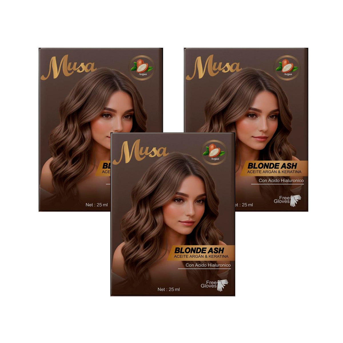 Shampoo Tinte Cenizo 7.1 25mlx10 en Sachets Musa 3 und