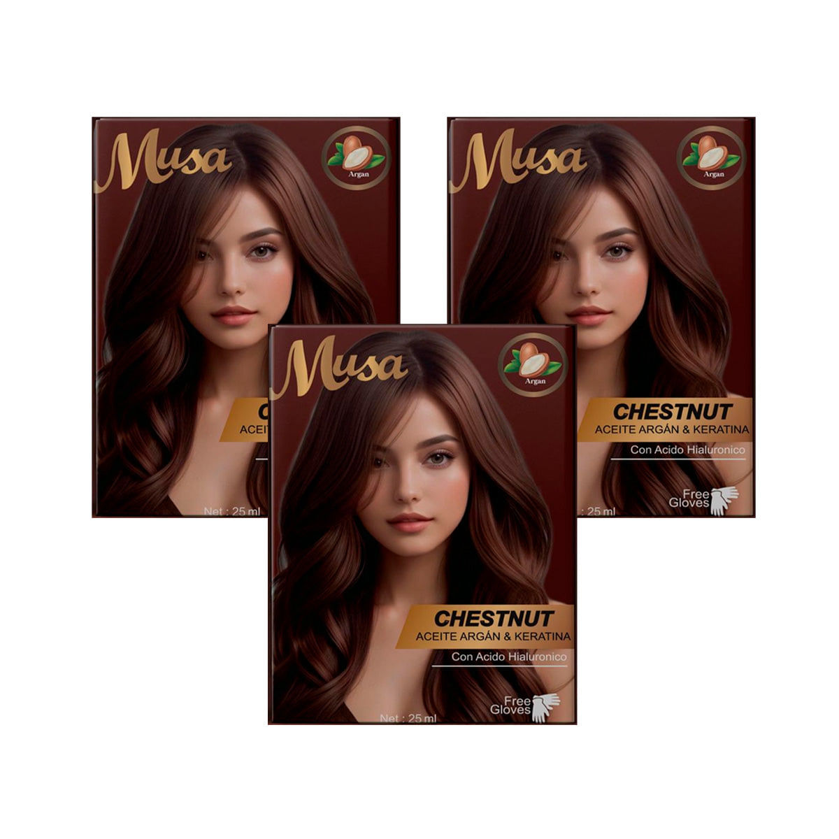 Shampoo Tinte Castaño 1C con Argan 25mlx10 en Sachets Musa 3 und