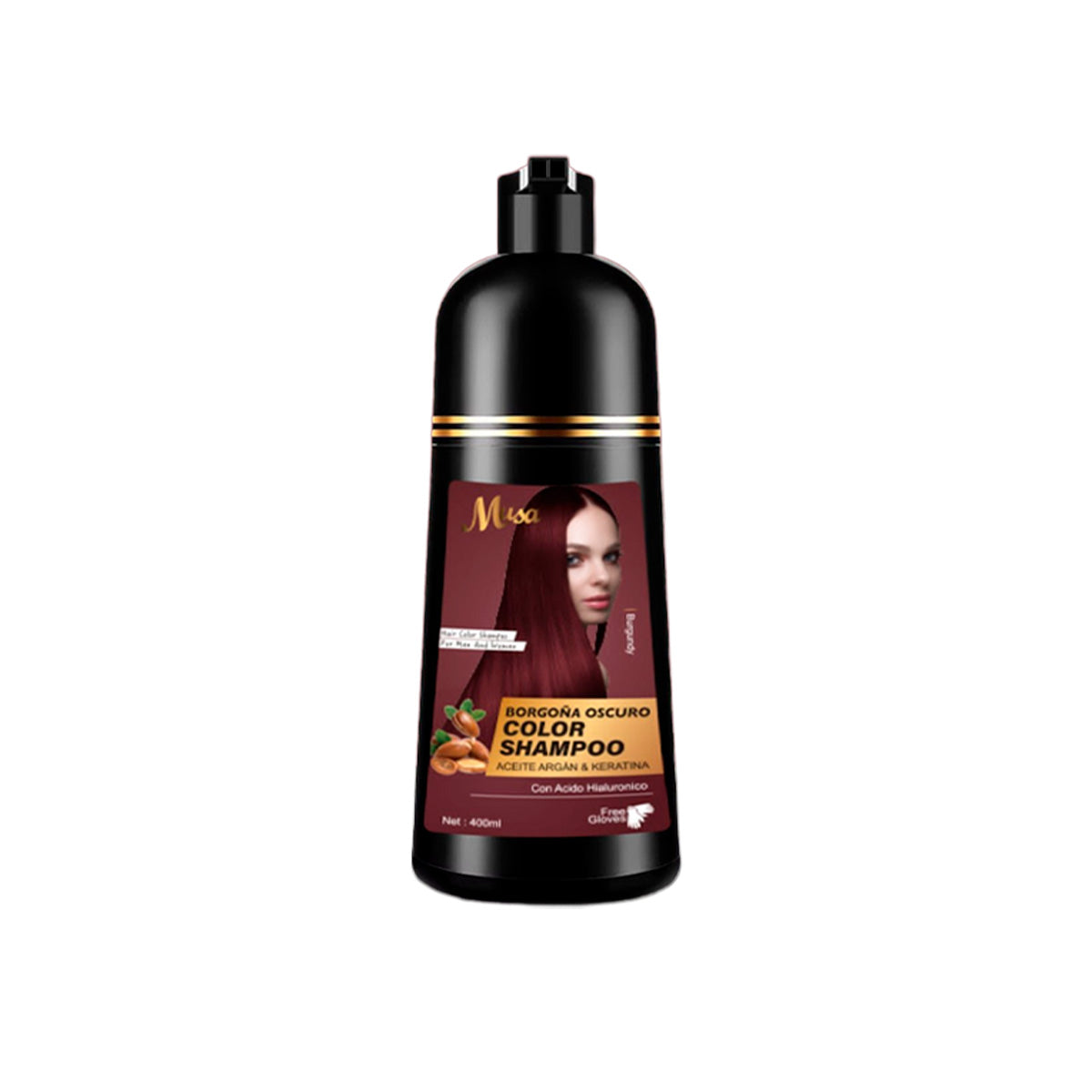 Shampoo Tinte Burgundy 7.66 con Keratina 400ml Musa