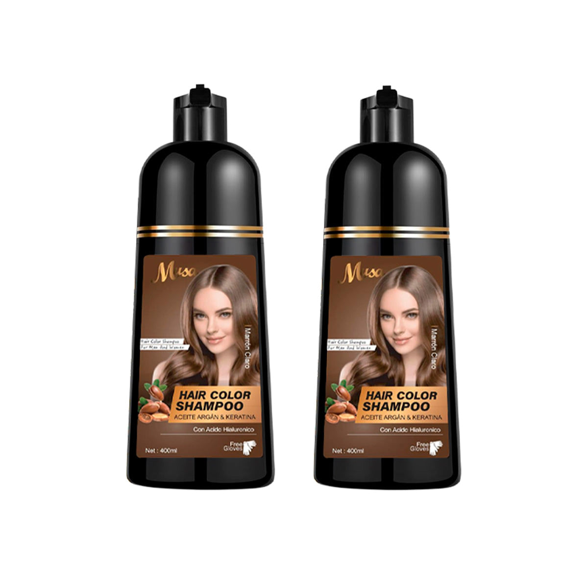 Shampoo Tinte Marron Claro 5N con Argan 400ml Musa 2 und
