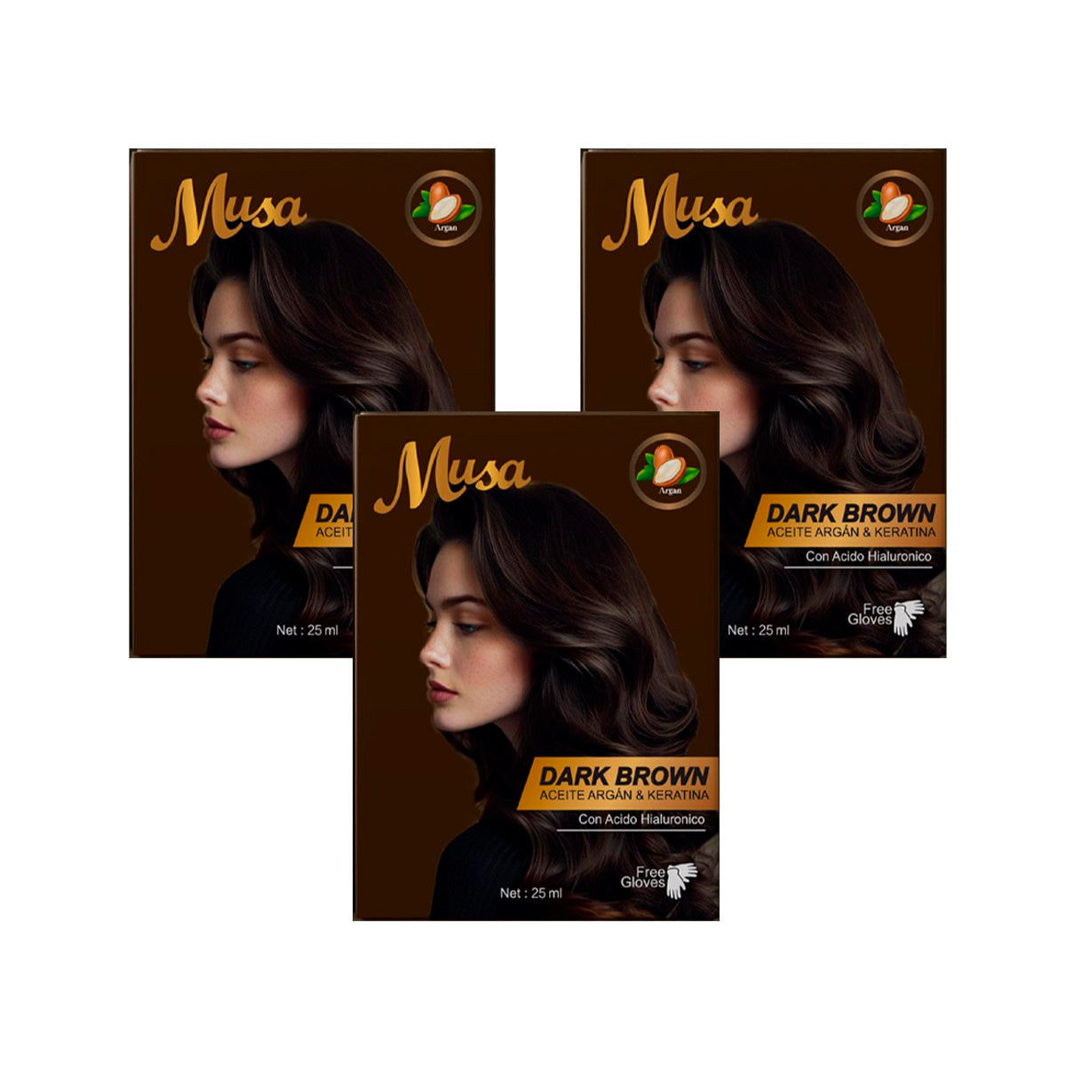 Shampoo Tinte Marron Oscuro 3N 25mlx10 en Sachets Musa 3 und