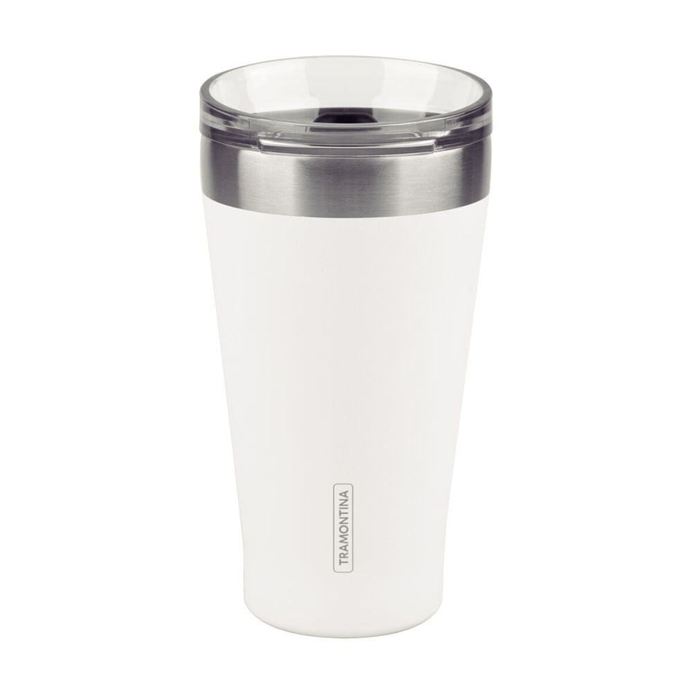 VASO TERMICO TRAMONTINA CON TAPA 550 ML EXATA BLANCO