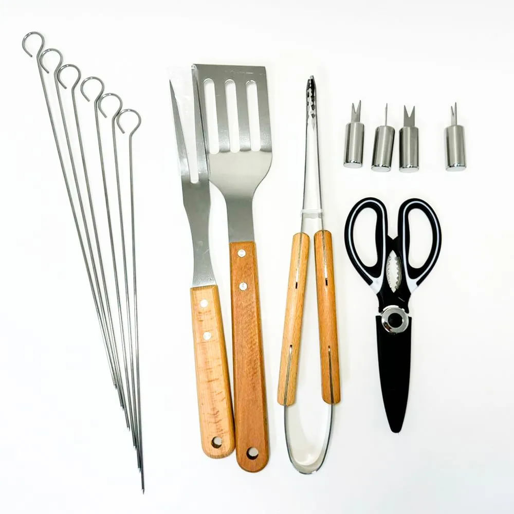 Set de Utensilios Parrilleros de 15 Piezas con Estuche – Línea Parrilla 10390073