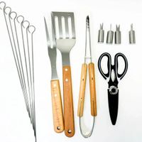 Set Utensilios Parrillero x15 Pzas c/Estuche 10390073 - MEGA IMPORT