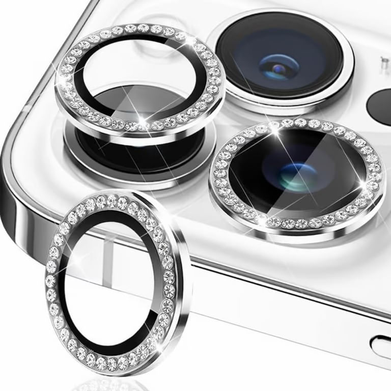 Micas de Camara Individuales Piedras Plata para Iphone 12 Pro Max