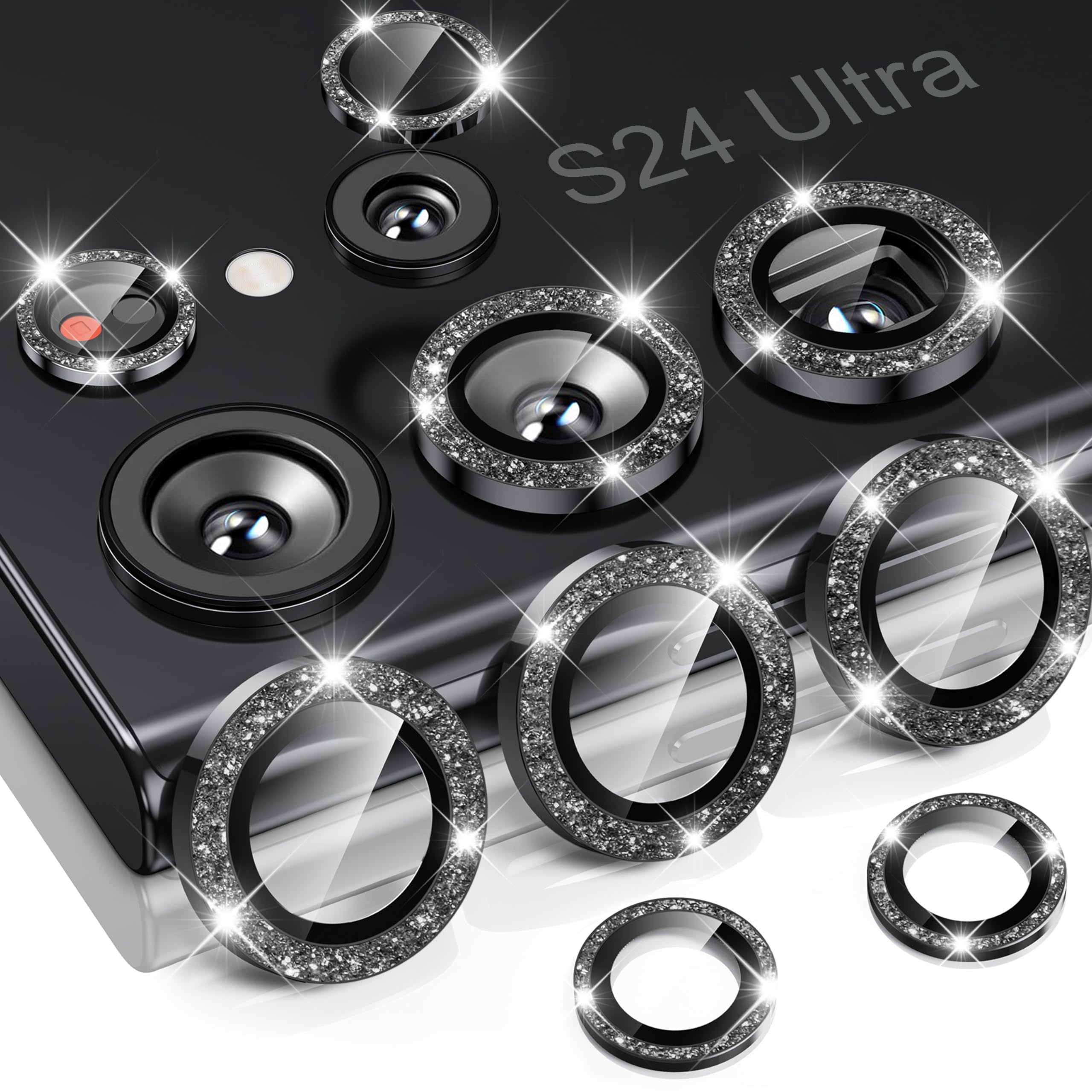 Micas de Camara Individuales Escarcha Negro para Samsung S23 Ultra
