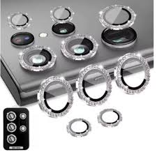 Micas de Camara Individuales Piedras Plata para Samsung S22 Ultra