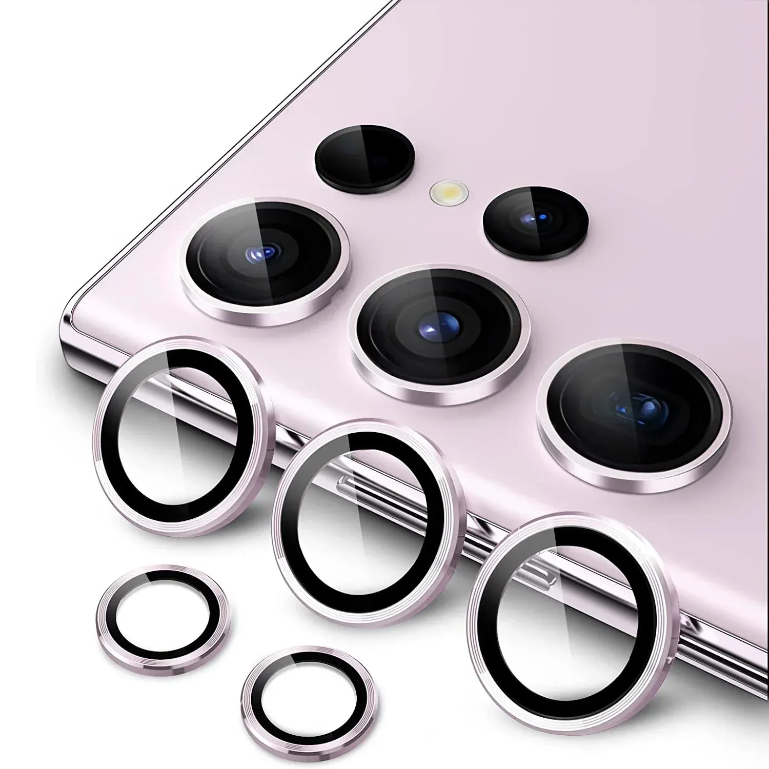 Micas de Camara Individuales Metal Rosado para Samsung S24 Plus