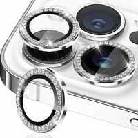 Micas de Camara Individuales Piedras Plata para Iphone 15/ 15 Plus