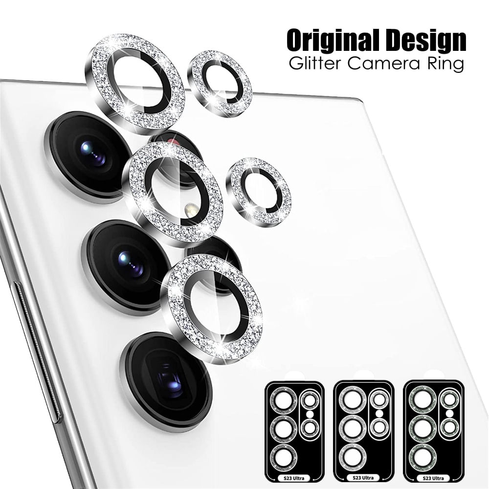 Micas de Camara Individuales Escarcha Plata para Samsung S23 Ultra