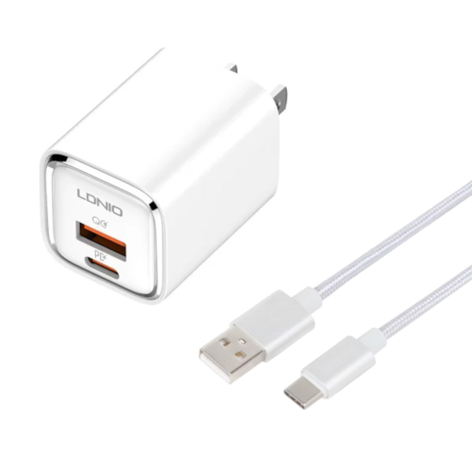 CARGADOR DE CARGA RAPIDA 30W LDNIO A2317C INCLUYE CABLE USB A USB-C
