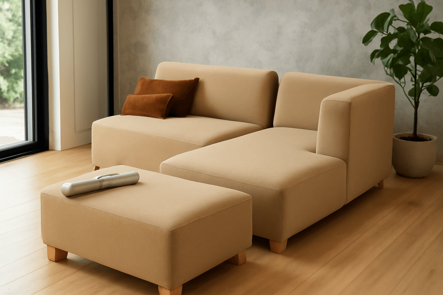 Seccional Sienna - Beige + Banqueta de Regalo
