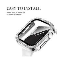 BUMPER CASE DOBLE PIEDRAS BRILLO PARA SMARTWATCH DE 41MM PLATA