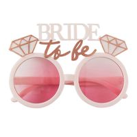 Lentes blancos para despedida de soltera novia Bride to be rosados con diamantes