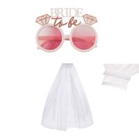 Set novia despedida de soltera lentes diamantes y velo blanco