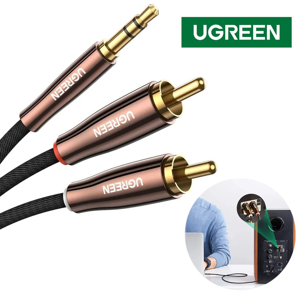 Cable De Audio Plug 3.5mm A 2 Rca Macho 2 Metros Ugreen