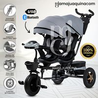 Triciclo Doble Asiento 3 en 1  «GEMELAR» USB Gris - copy