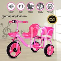 Triciclo Chavito Doble Asiento «DUO NEON» Fucsia