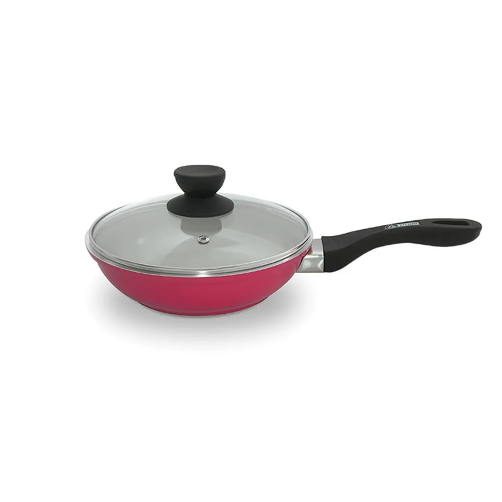 SARTEN CERAMICA ROJA RECORD 24 CM DIAMETRO CON TAPA