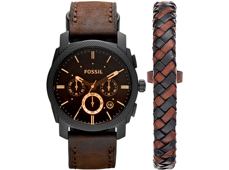 Reloj Fossil Set + Pulsera Trenzada