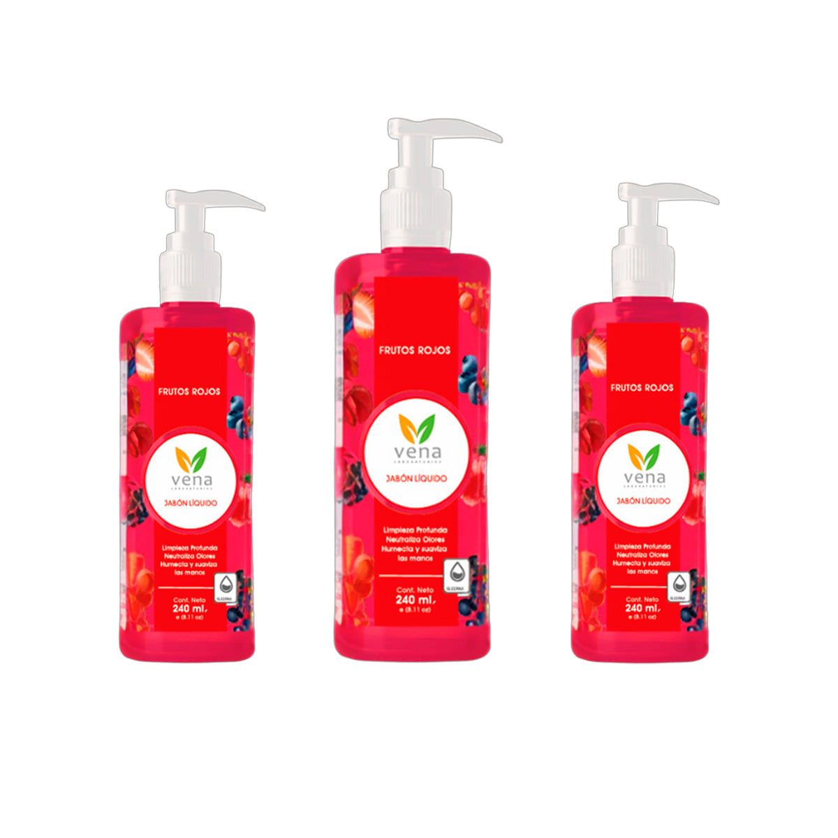 Jabon Liquido para Manos con Glicerina 240ml Vena 3 und