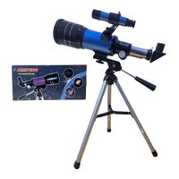 Telescopio Astronomico con Tripode y Lentes Intercambiables Bossney AZM70300 Azul Marino