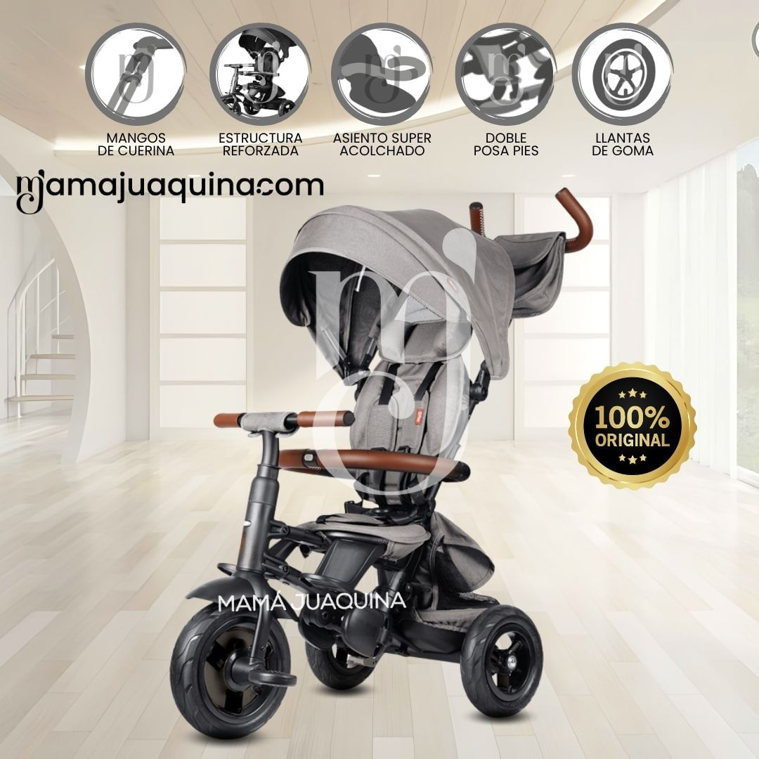 Triciclo Guiador para Niños «RITO PREMIUM» Gris
