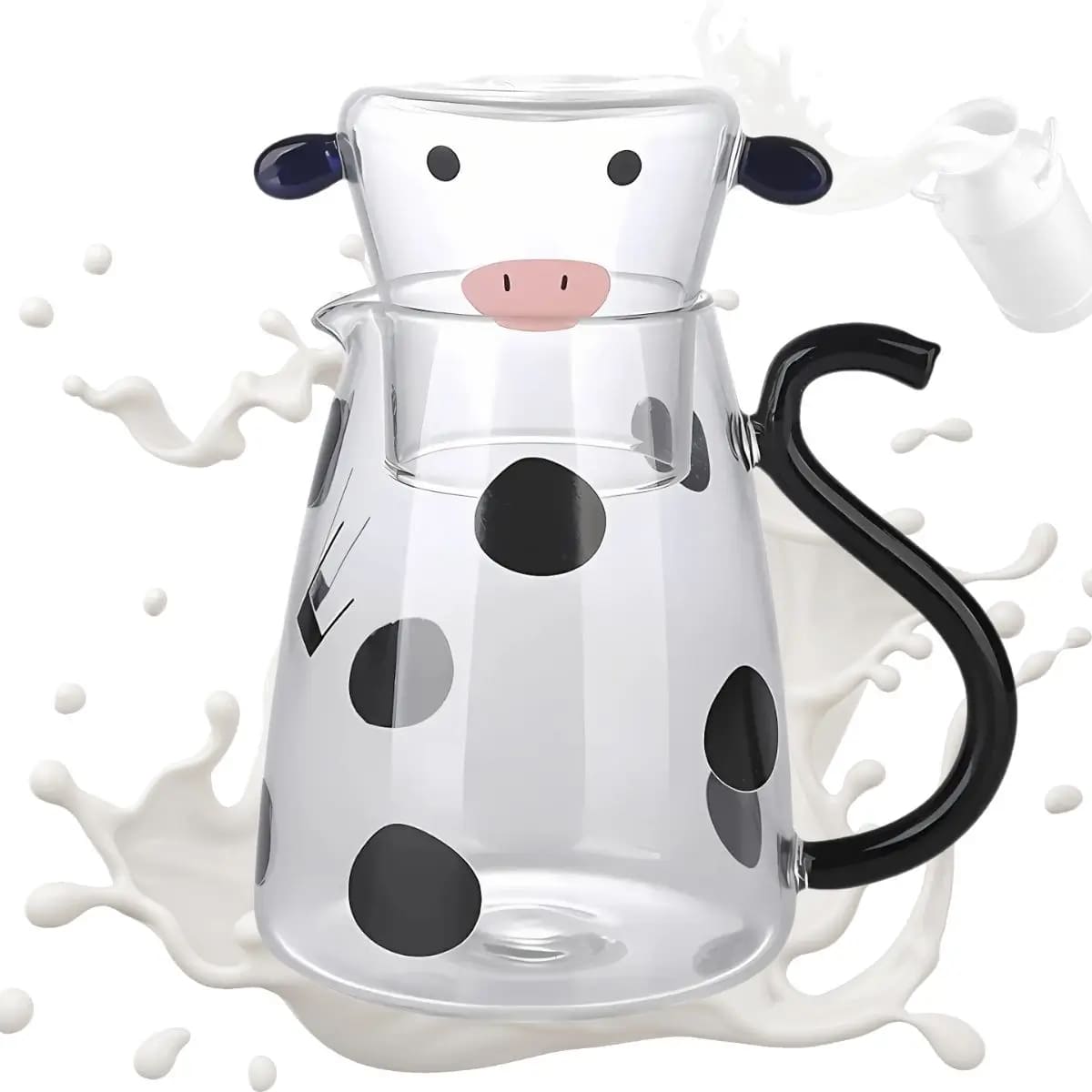 Jarra de Borosilicato Con Vaso Modelo Vaca